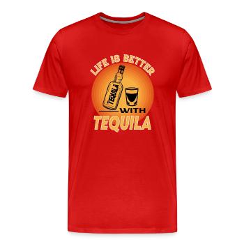Tequila Alkohol Alcohol Saufen Life is Better - Männer Premium Bio T-Shirt - Rot - Vorne - Damien (186cm)