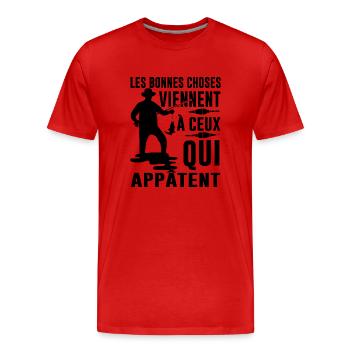 humour pêche - T-shirt bio Premium Homme - rouge - Devant - Damien (186cm)