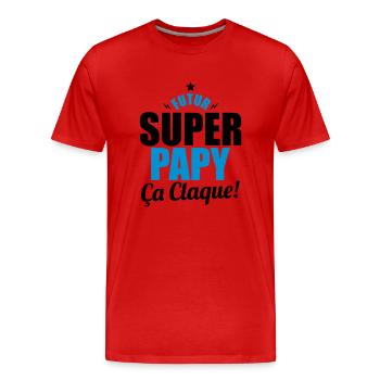 futur super papy ça claque - T-shirt bio Premium Homme - rouge - Devant - Damien (186cm)