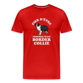 Chien de race border collie 2 - T-shirt bio Premium Homme - rouge - Devant - Damien (186cm)