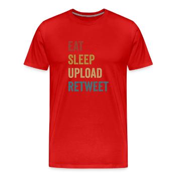Eat Sleep Télécharger Retweet - T-shirt bio Premium Homme - rouge - Devant - Damien (186cm)