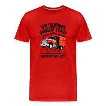 Chauffeur poids lourds , cadeau pour routier - T-shirt bio Premium Homme - rouge - Devant - Damien (186cm)