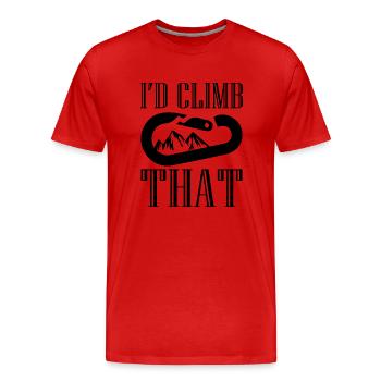 Bouldering - Men's Premium Organic T-Shirt - red - Front - Damien (186cm)
