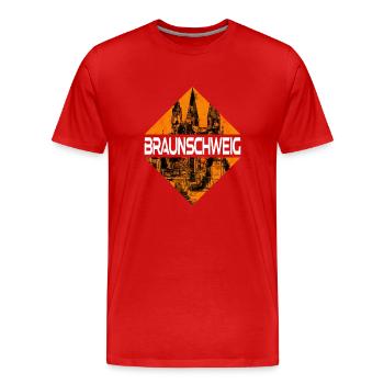 Braunschweig Germany City Skyline Home - Men's Premium Organic T-Shirt - red - Front - Damien (186cm)