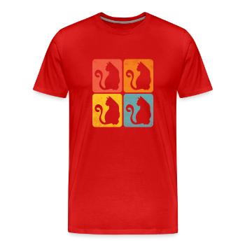 chat retro color shapes - T-shirt bio Premium Homme - rouge - Devant - Damien (186cm)