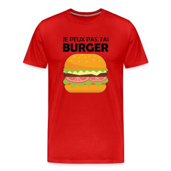 je peux pas j ai burger - T-shirt bio Premium Homme - rouge - Devant - Damien (186cm)