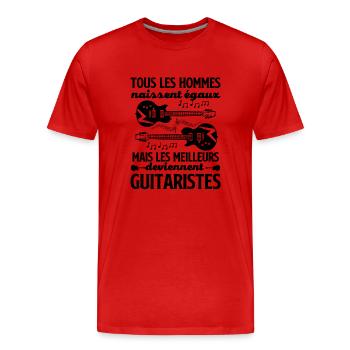 Guitariste 1 - T-shirt bio Premium Homme - rouge - Devant - Damien (186cm)