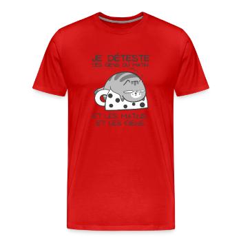 Pas du matin Paresse - T-shirt bio Premium Homme - rouge - Devant - Damien (186cm)