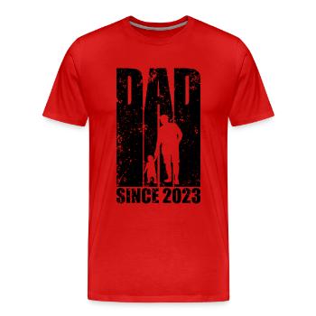 VATERTAG DAD SINCE 2023 PAPA - Männer Premium Bio T-Shirt - Rot - Vorne - Damien (186cm)