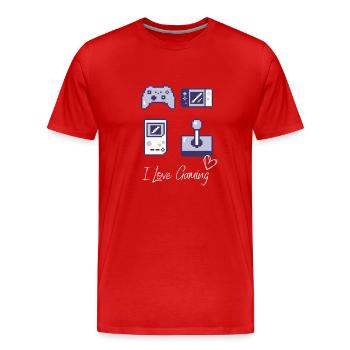 I Love Gaming - Männer Premium Bio T-Shirt - Rot - Vorne - Damien (186cm)