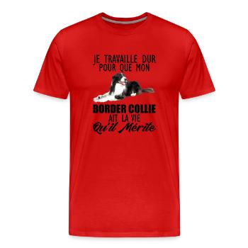 border collie 7 - T-shirt bio Premium Homme - rouge - Devant - Damien (186cm)