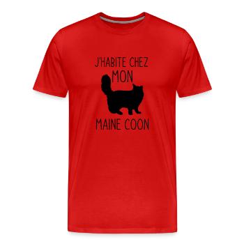 J HABITE CHEZ MAINE COON 2 - T-shirt bio Premium Homme - rouge - Devant - Damien (186cm)