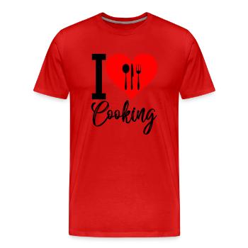i love cooking - Männer Premium Bio T-Shirt - Rot - Vorne - Damien (186cm)