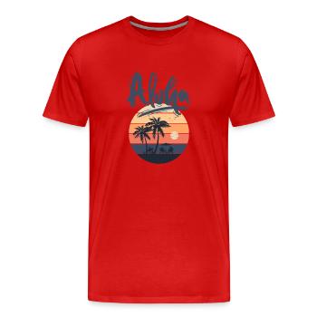 Été, plage, vacances, palmier, surf, surf - T-shirt bio Premium Homme - rouge - Devant - Damien (186cm)