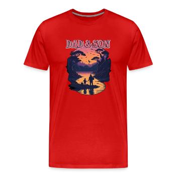 ANGLER DAD AND SON DESIGN I ANGELN I FISCHER - Männer Premium Bio T-Shirt - Rot - Vorne - Damien (186cm)
