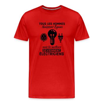 Ampoule électricité - T-shirt bio Premium Homme - rouge - Devant - Damien (186cm)