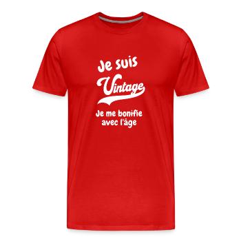 Je suis vintage je le bonifie avec l âge - T-shirt bio Premium Homme - rouge - Devant - Damien (186cm)