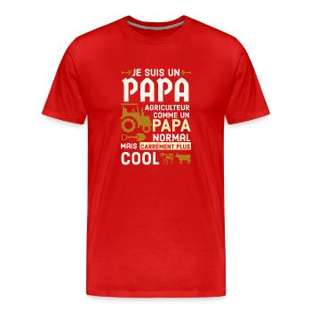 Papa agriculteur 5 - T-shirt bio Premium Homme - rouge - Devant - Damien (186cm)
