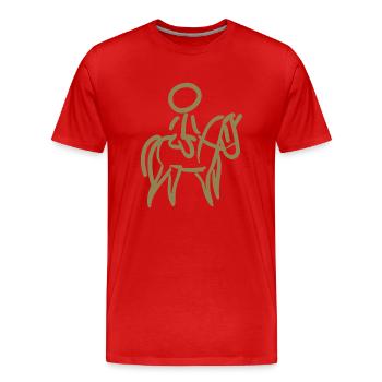 Reiterin auf Pferd Reiter Minimalist Minimalismus - Männer Premium Bio T-Shirt - Rot - Vorne - Damien (186cm)