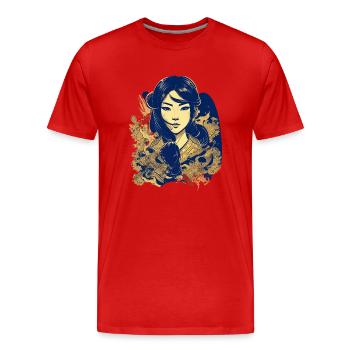 Vietnamese heroine in manga style - Men's Premium Organic T-Shirt - red - Front - Damien (186cm)