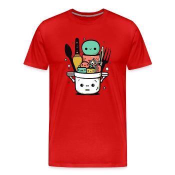 Kawaii Kochgeschirr - Männer Premium Bio T-Shirt - Rot - Vorne - Damien (186cm)