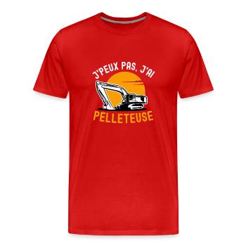 Humour pelleteuse construction chantier - T-shirt bio Premium Homme - rouge - Devant - Damien (186cm)