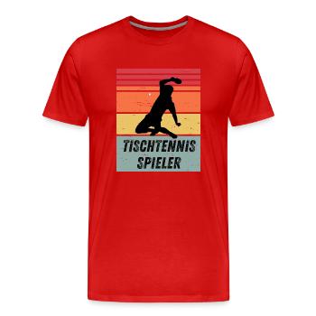 Tischtennisspieler - Männer Premium Bio T-Shirt - Rot - Vorne - Damien (186cm)