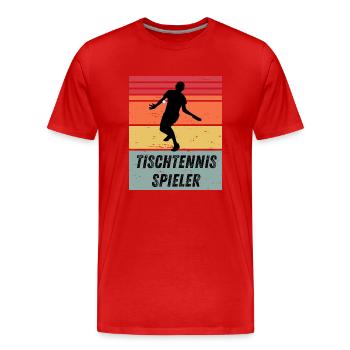 Tischtennisspieler - Männer Premium Bio T-Shirt - Rot - Vorne - Damien (186cm)