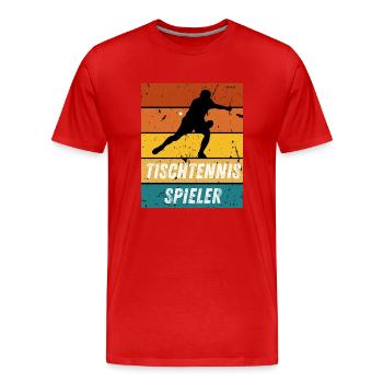 Tischtennisspieler - Männer Premium Bio T-Shirt - Rot - Vorne - Damien (186cm)