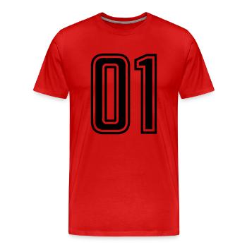 01 - Männer Premium Bio T-Shirt - Rot - Vorne - Damien (186cm)