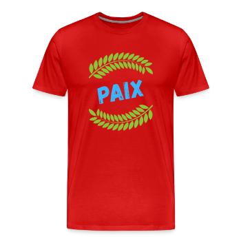 Les lauriers de la paix - T-shirt bio Premium Homme - rouge - Devant - Damien (186cm)