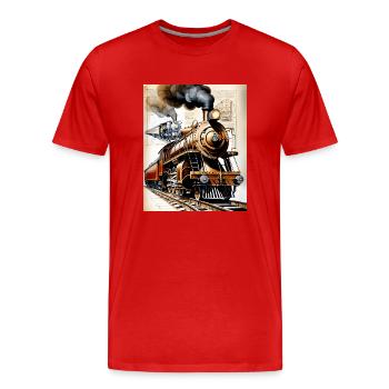 Train #1 - T-shirt bio Premium Homme - rouge - Devant - Damien (186cm)