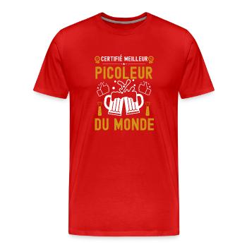 Certifié meilleur picoleur du monde 2 - T-shirt bio Premium Homme - rouge - Devant - Damien (186cm)
