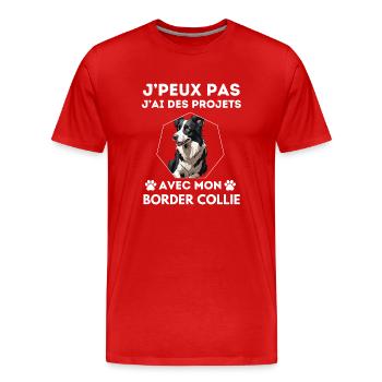 chien doux border collie 3 - T-shirt bio Premium Homme - rouge - Devant - Damien (186cm)