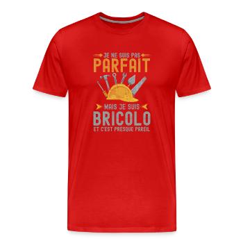 je suis parfait bricolo bricoleur 1 - T-shirt bio Premium Homme - rouge - Devant - Damien (186cm)