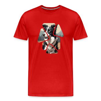 Chien de race border collie - T-shirt bio Premium Homme - rouge - Devant - Damien (186cm)