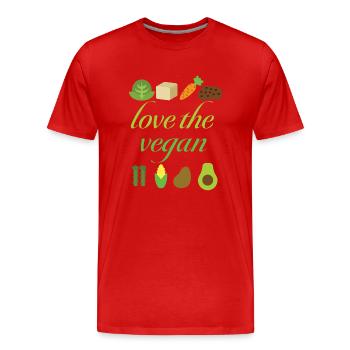 Love the vegan - Männer Premium Bio T-Shirt - Rot - Vorne - Damien (186cm)