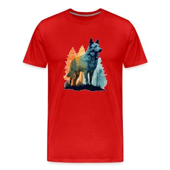 Hund in der Wildnis - Männer Premium Bio T-Shirt - Rot - Vorne - Damien (186cm)