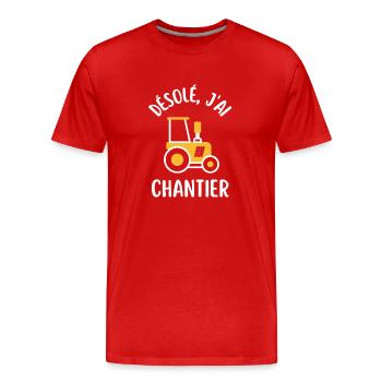 Chantier pelleteuse - T-shirt bio Premium Homme - rouge - Devant - Damien (186cm)