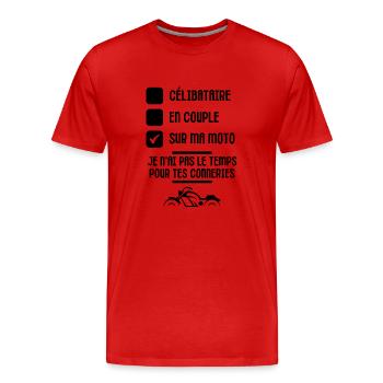 Humour motard moto - T-shirt bio Premium Homme - rouge - Devant - Damien (186cm)