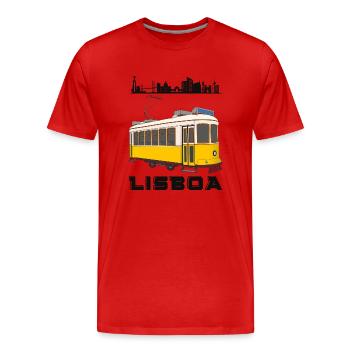 Lisbon Lisboa Holiday Skyline Tram - Men's Premium Organic T-Shirt - red - Front - Damien (186cm)