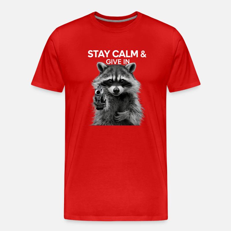 Meme Waschbär - Männer Premium Bio T-Shirt - Rot