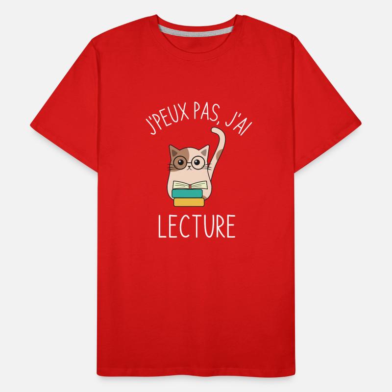 Café chat et lecture T-shirt bio Premium Homme