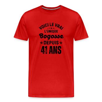 Voici le vrai,l'unique bogosse depuis 41 ans - T-shirt bio Premium Homme - rouge - Devant - Damien (186cm)