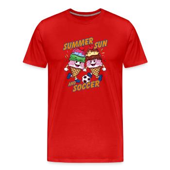 Soleil d’été Soccer Rire Coups de pied Cornets de crème glacée - T-shirt bio Premium Homme - rouge - Devant - Damien (186cm)