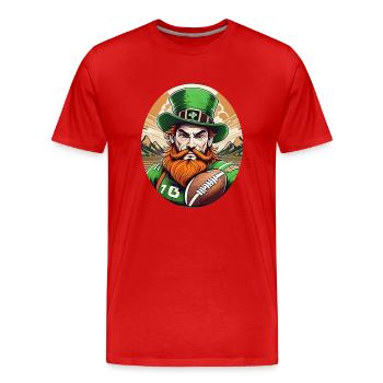 St. Patrick’s Day Shamrock Football américain - T-shirt bio Premium Homme - rouge - Devant - Damien (186cm)