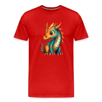 Drache Türkis - Männer Premium Bio T-Shirt - Rot - Vorne - Damien (186cm)