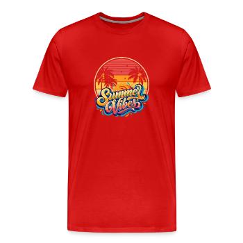 Summer vibes retro sunset - Men's Premium Organic T-Shirt - red - Front - Damien (186cm)