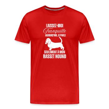 Chien de race basset hound - T-shirt bio Premium Homme - rouge - Devant - Damien (186cm)