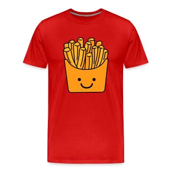 pommes smile - Männer Premium Bio T-Shirt - Rot - Vorne - Damien (186cm)